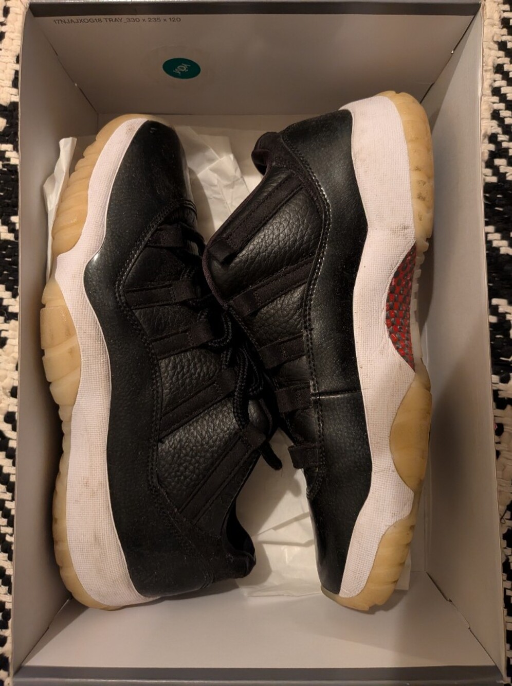 Jordan Men’s Black and White Low-Top Sneakers with Gum Outsole